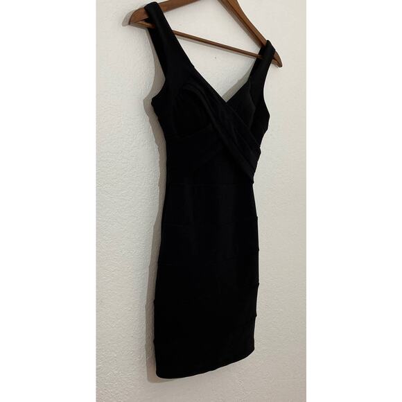Emerald Sundae Sz O Black Bodycon Dress Built In Bra Ruched Back Exposed Zipper - Picture 4 of 12